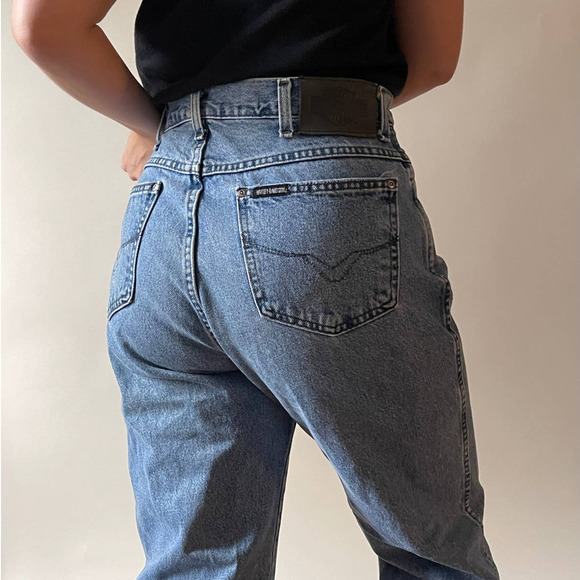 Harley-Davidson Denim - 90s Vintage Harley Davidson Light Wash Straight Leg Jeans Size L